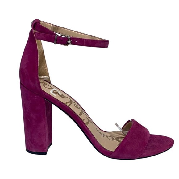 Sam Edelman Rasberry Suede Ankle Strap Heels - Picture 1 of 7